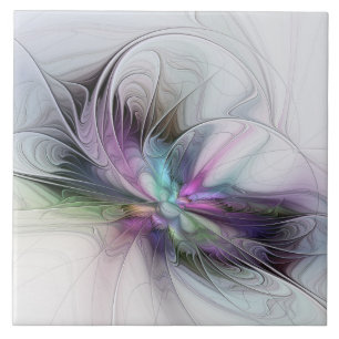 New Life, Colorful Abstract Fractal Art Fantasy Tile