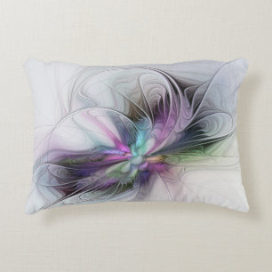 New Life, Colourful Abstract Fractal Art Fantasy Accent Pillow