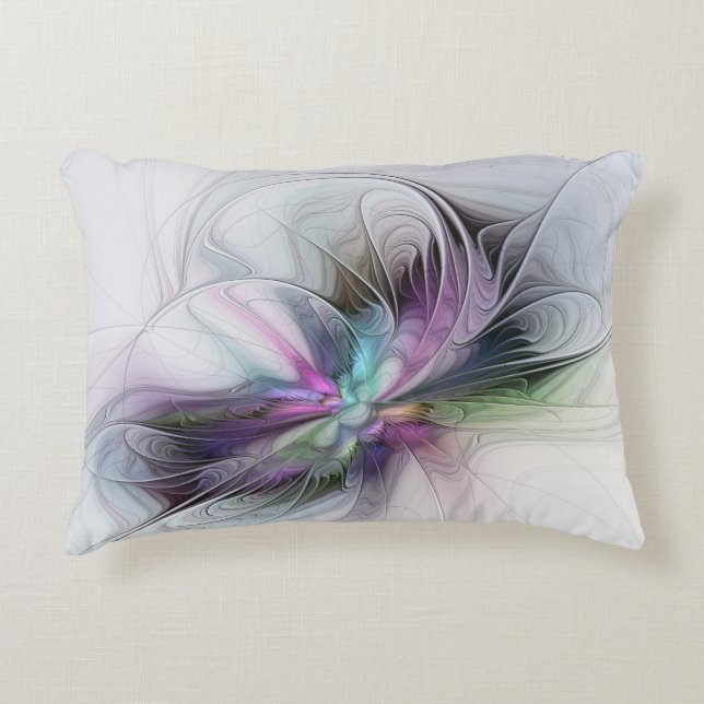 New Life, Colourful Abstract Fractal Art Fantasy Accent Pillow (Front)