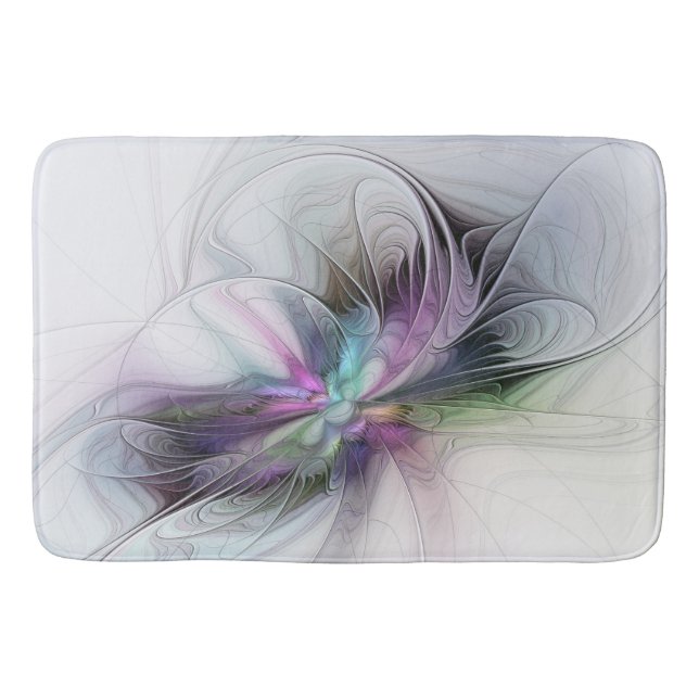 New Life, Colourful Abstract Fractal Art Fantasy Bath Mat (Front)