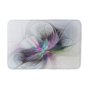 New Life, Colourful Abstract Fractal Art Fantasy Bath Mat