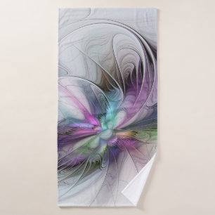 New Life, Colourful Abstract Fractal Art Fantasy Bath Towel