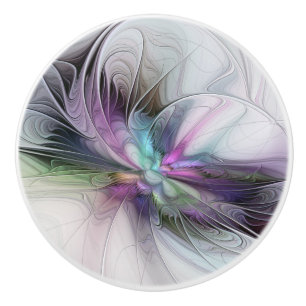 New Life, Colourful Abstract Fractal Art Fantasy Ceramic Knob