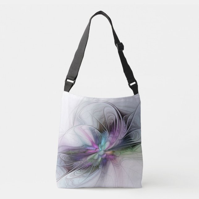 New Life, Colourful Abstract Fractal Art Fantasy Crossbody Bag (Front)