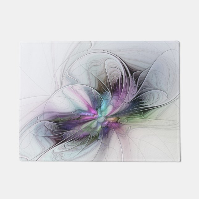 New Life, Colourful Abstract Fractal Art Fantasy Doormat (Front)