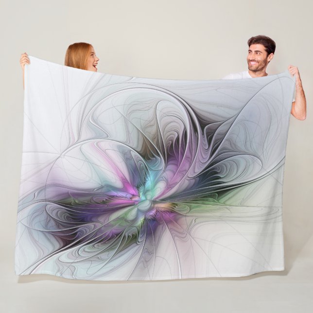 New Life, Colourful Abstract Fractal Art Fantasy Fleece Blanket (In Situ)