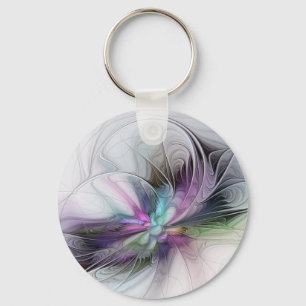 New Life, Colourful Abstract Fractal Art Fantasy Keychain