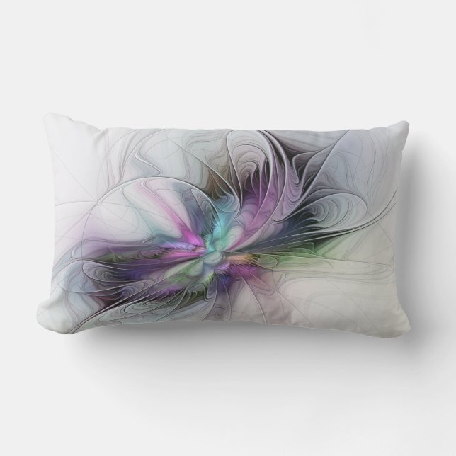 New Life, Colourful Abstract Fractal Art Fantasy Lumbar Pillow (Front)