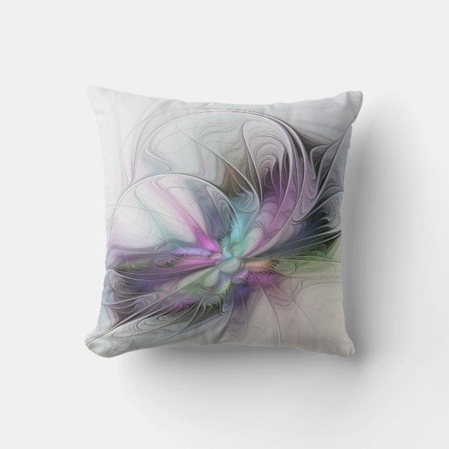 New Life, Colourful Abstract Fractal Art Fantasy Outdoor Pillow (Front)