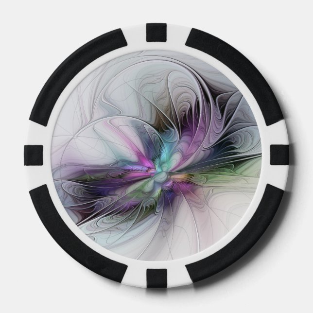 New Life, Colourful Abstract Fractal Art Fantasy Poker Chips (Front)
