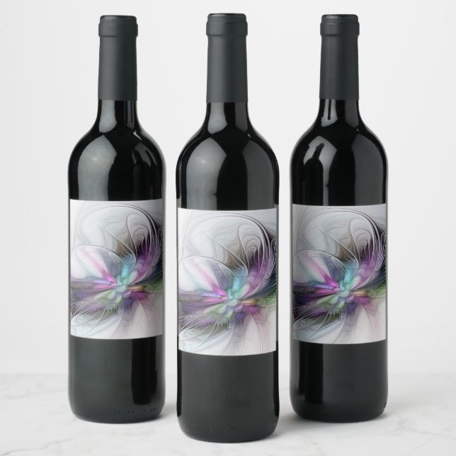 New Life, Colourful Abstract Fractal Art Fantasy Wine Label (Bottles)