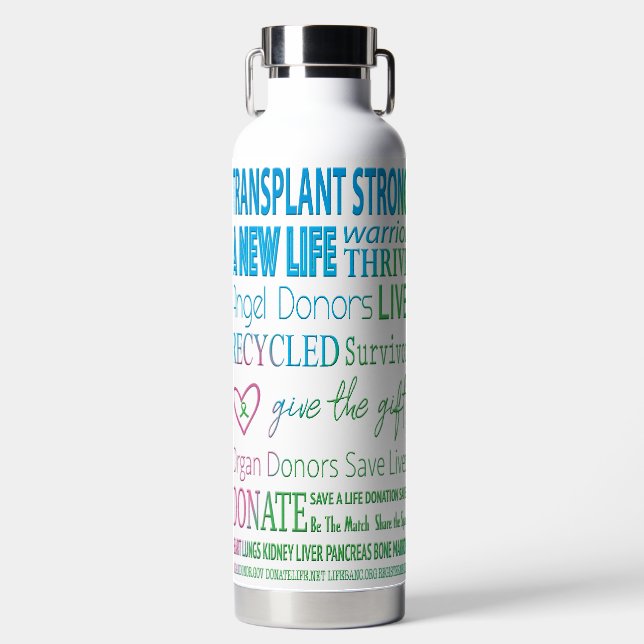 New Life Transplant Organ Donation  Water Bottle (Front)