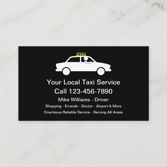 New Local Taxi Service Business Cards  (Front)