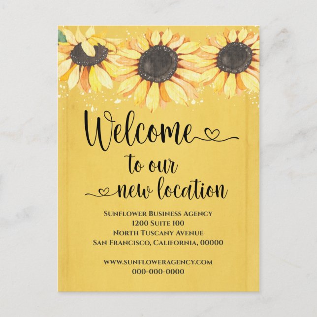 New Location Sunflower Business Change of Address Postcard (Front)