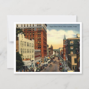 New London CT State Street Vintage 1940s Postcard