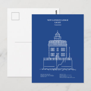 New London Ledge Lighthouse - Connecticut – AD Postcard