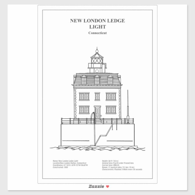 New London Ledge Lighthouse - Connecticut - BD (Sheet)