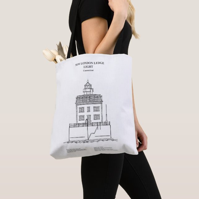 New London Ledge Lighthouse - Connecticut - BD Tote Bag (Close Up)