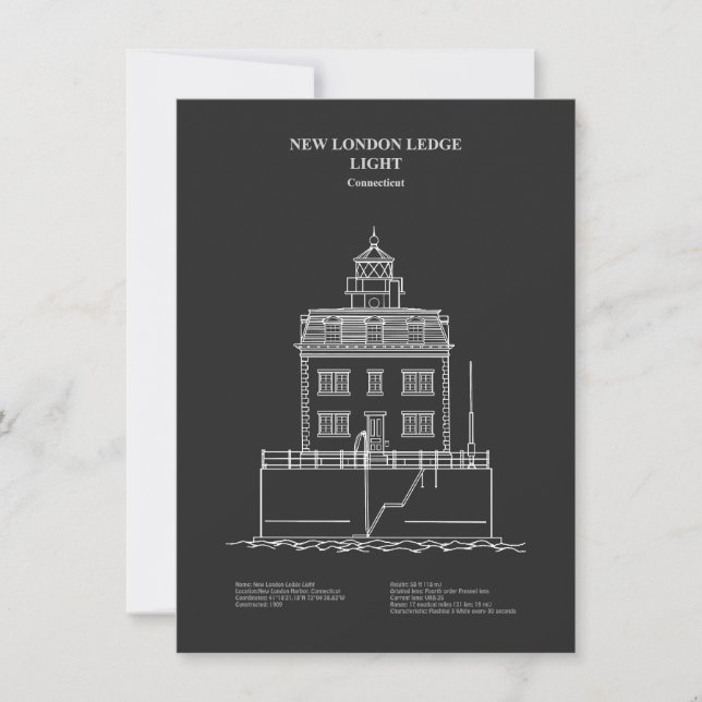 New London Ledge Lighthouse - Connecticut – PD Card (Front)