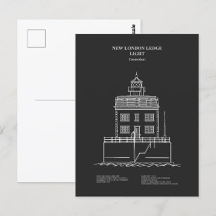 New London Ledge Lighthouse - Connecticut – PD Postcard