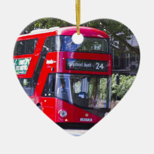 New London Red Bus Ceramic Ornament