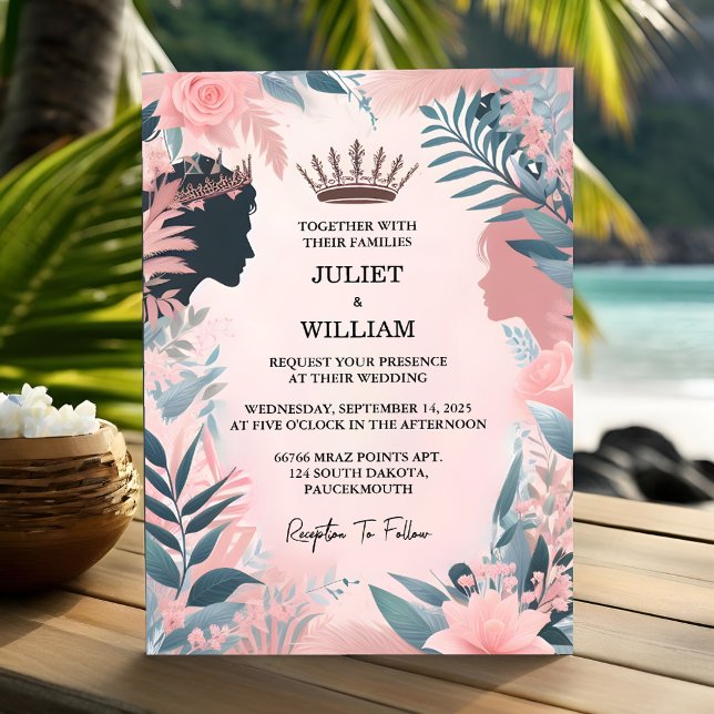 New Long Tulle Regal Royal Glam Blush Pink Wedding Invitation (Creator Uploaded)
