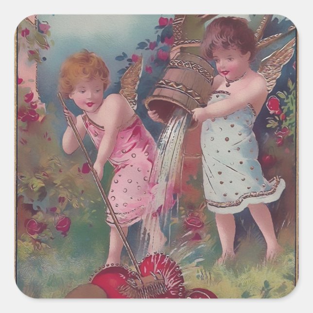 New Love & Hearts Square Sticker (Front)