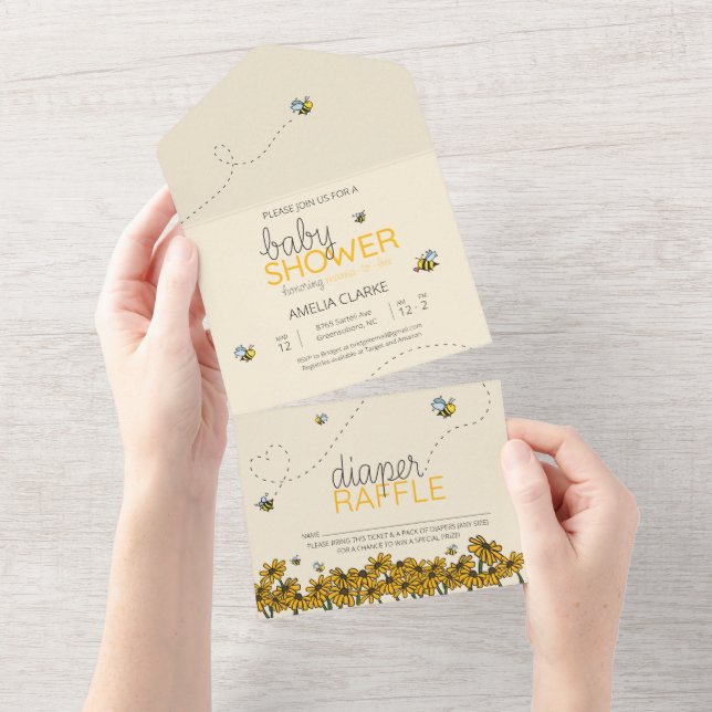 New Mama-to-bee Shower Invite + Diaper Raffle Card (Tearaway)