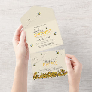 New Mama-to-bee Shower Invite + Diaper Raffle Card