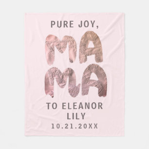 New Mama Whimsical Pastel Pink Newborn Keepsake  Fleece Blanket