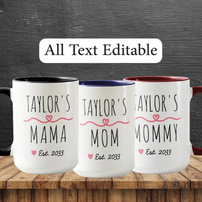 New Mama with Custom Name, Title & Est. Year Mug (Creator Uploaded)