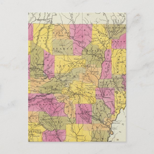 New Map Of Arkansas Postcard (Front)