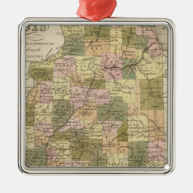 New Map Of Illinois 2 Metal Ornament (Front)