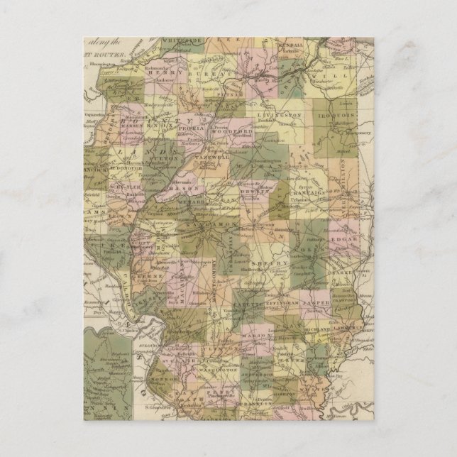 New Map Of Illinois 2 Postcard (Front)