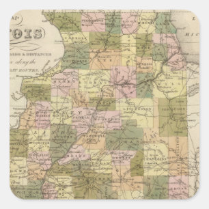 New Map Of Illinois 2 Square Sticker