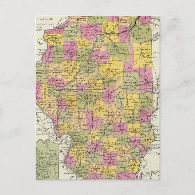 New Map Of Illinois Postcard (Front)