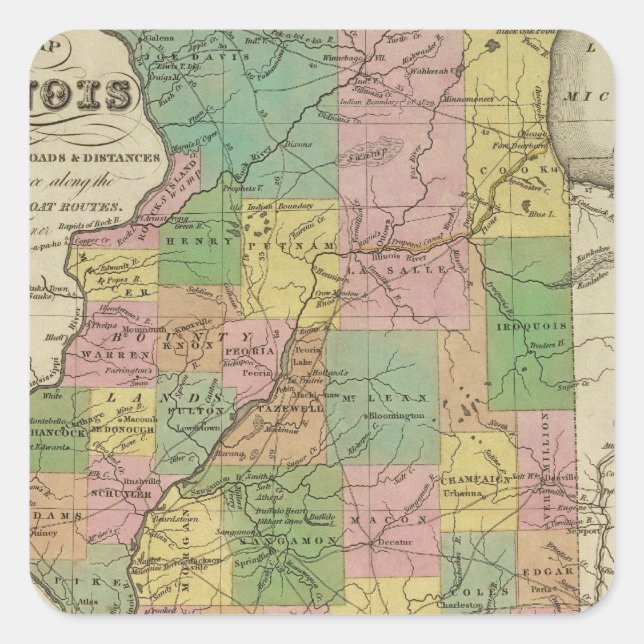 New Map Of Illinois Square Sticker (Front)
