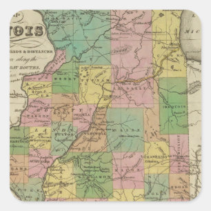 New Map Of Illinois Square Sticker