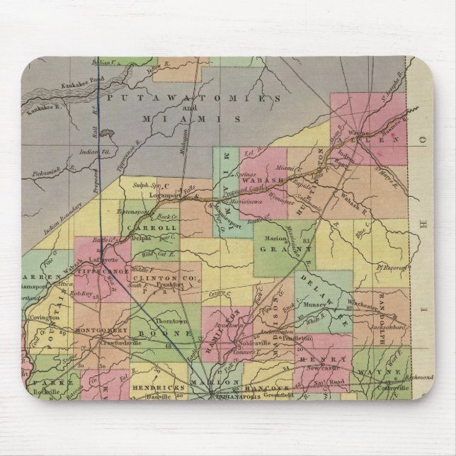 New Map Of Indiana Mouse Pad (Front)
