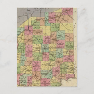 New Map Of Indiana Postcard