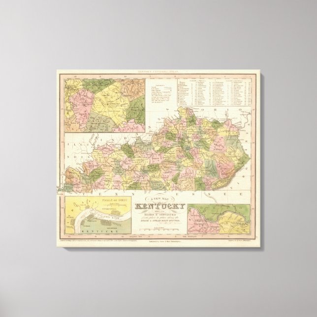 New Map Of Kentucky 2 Canvas Print (Front)