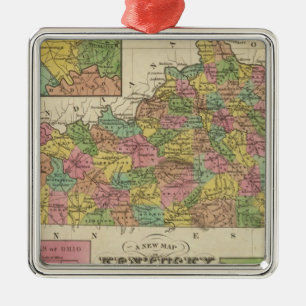 New Map Of Kentucky Metal Ornament