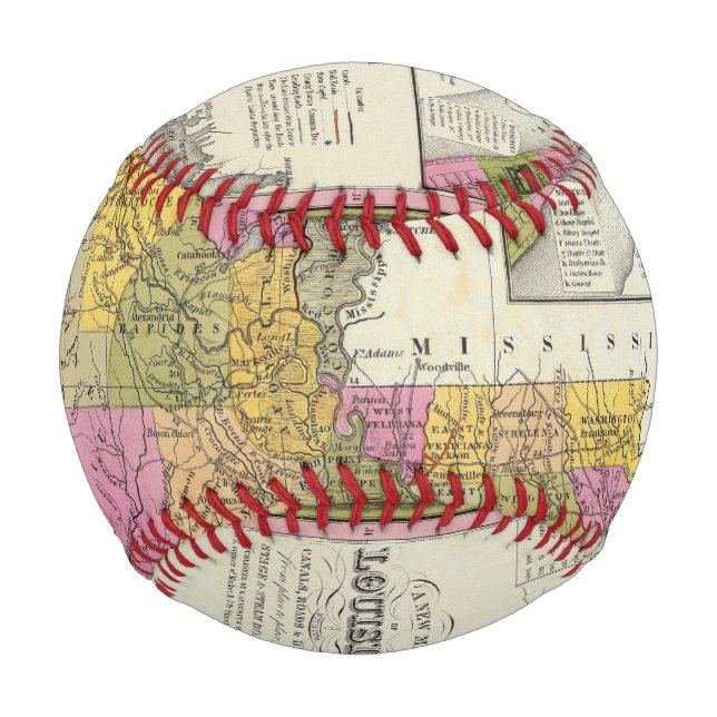 New Map Of Louisiana 3 Baseball (Front)