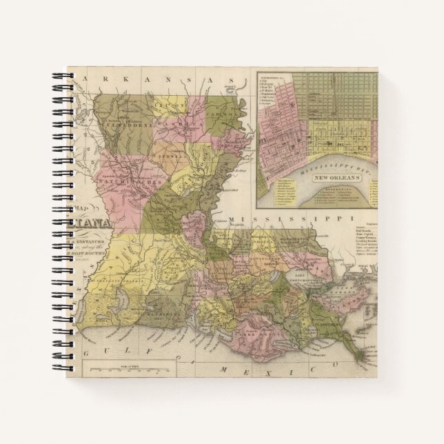 New Map Of Louisiana Notebook (Front)