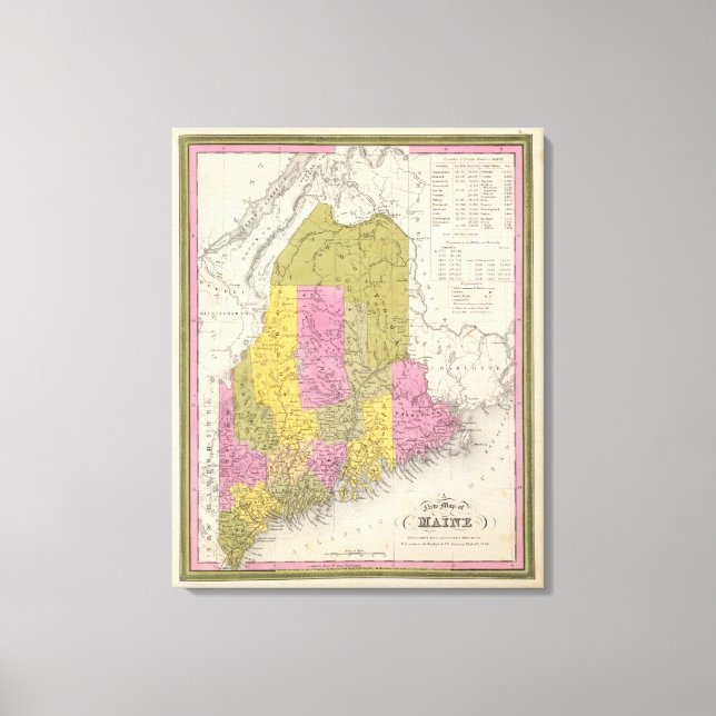 New Map of Maine 2 Canvas Print (Front)