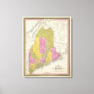 New Map of Maine 2 Canvas Print