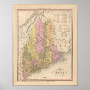 New Map of Maine Poster