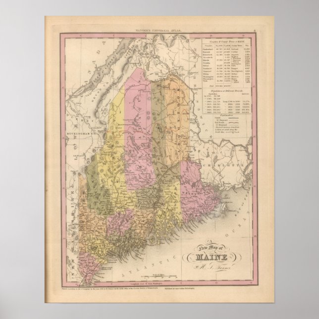 New Map of Maine Poster (Front)