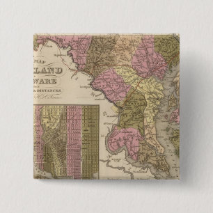 New Map Of Maryland and Delaware 2 Inch Square Button