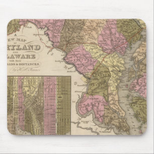New Map Of Maryland and Delaware Mouse Pad
